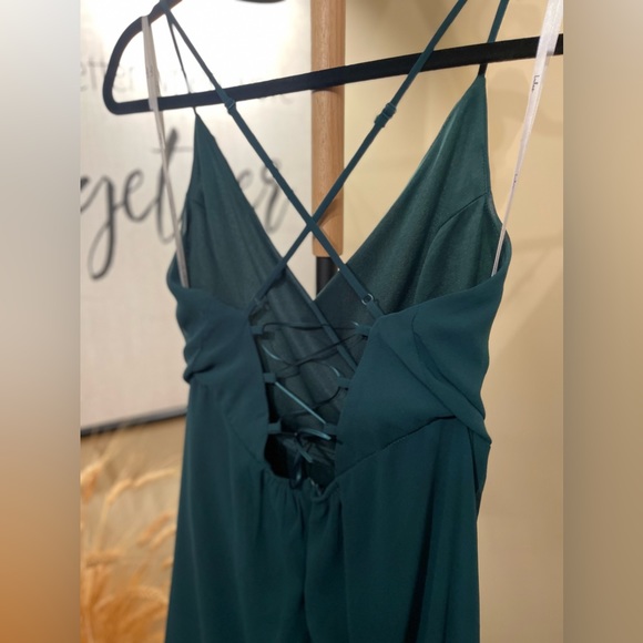 Lulu’s In Love Forever Emerald Green Lace-Up High-Low Maxi Dress - Picture 14 of 15